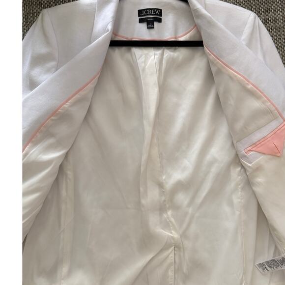 J CREW Helena One Button Blazer in Chelsea Linen-Cupro Blend Size 12 Color White - Picture 5 of 7